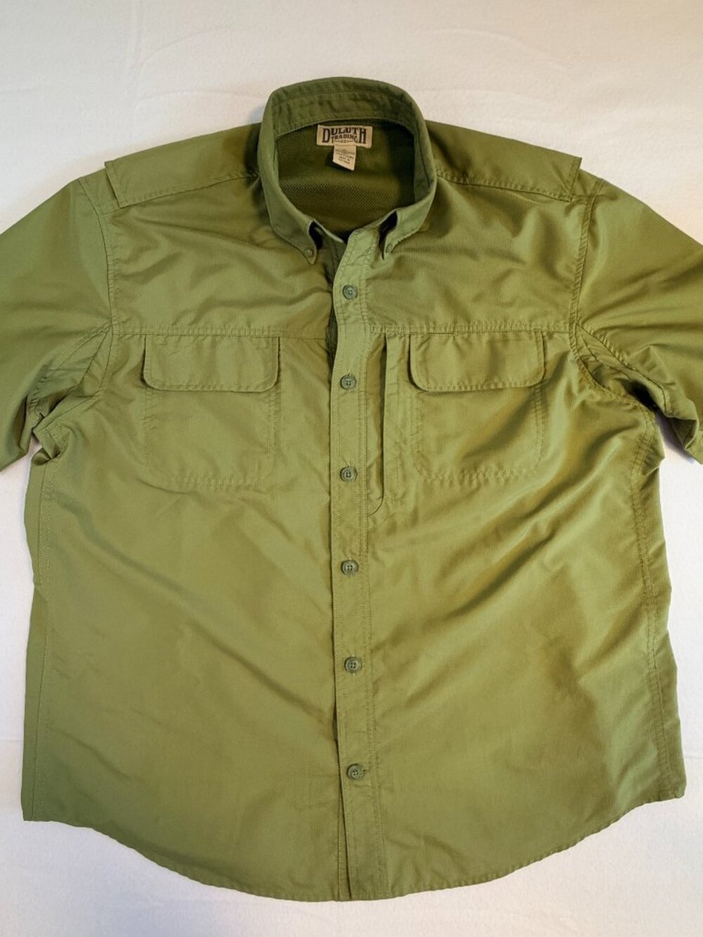 Duluth Trading Co Mens XL Green Vented Fishing Shirt Short Sleeve CoolPlus
